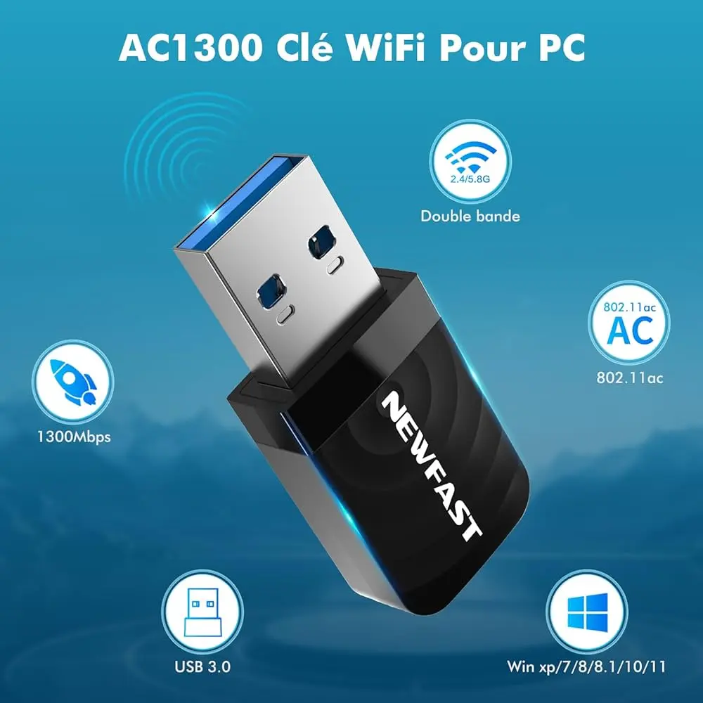 NEUF - Clé Wifi NEWFAST USB 3.0 1300Mbps
