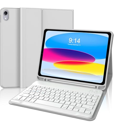 NEUF - Clavier à rabat  iPad (10 E génération) - Blanc/Gris