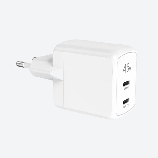 [NEU_01482] NEUF - Chargeur 2 USB C 45W (20+25W) Power Delivery Blanc Garantie à vie