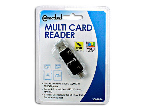 [RDD_75128] NEUF - Lecteur Connectland micro SD/micro SDX/SD/MMC connecteurs USB 2.0 et micro USB